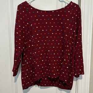 Maeve by Anthropologie Embroidered Polka Dot Top